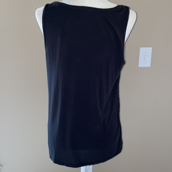 Ann Taylor Black Tank with Flattering Ruffle Front, NWT, Size Large - Picture 6 of 10